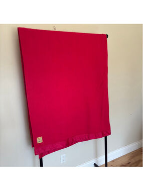 Vintage Ayerspun Pure Wool Blanket Hot Pink Satin Trim 85x70 Made in Canada